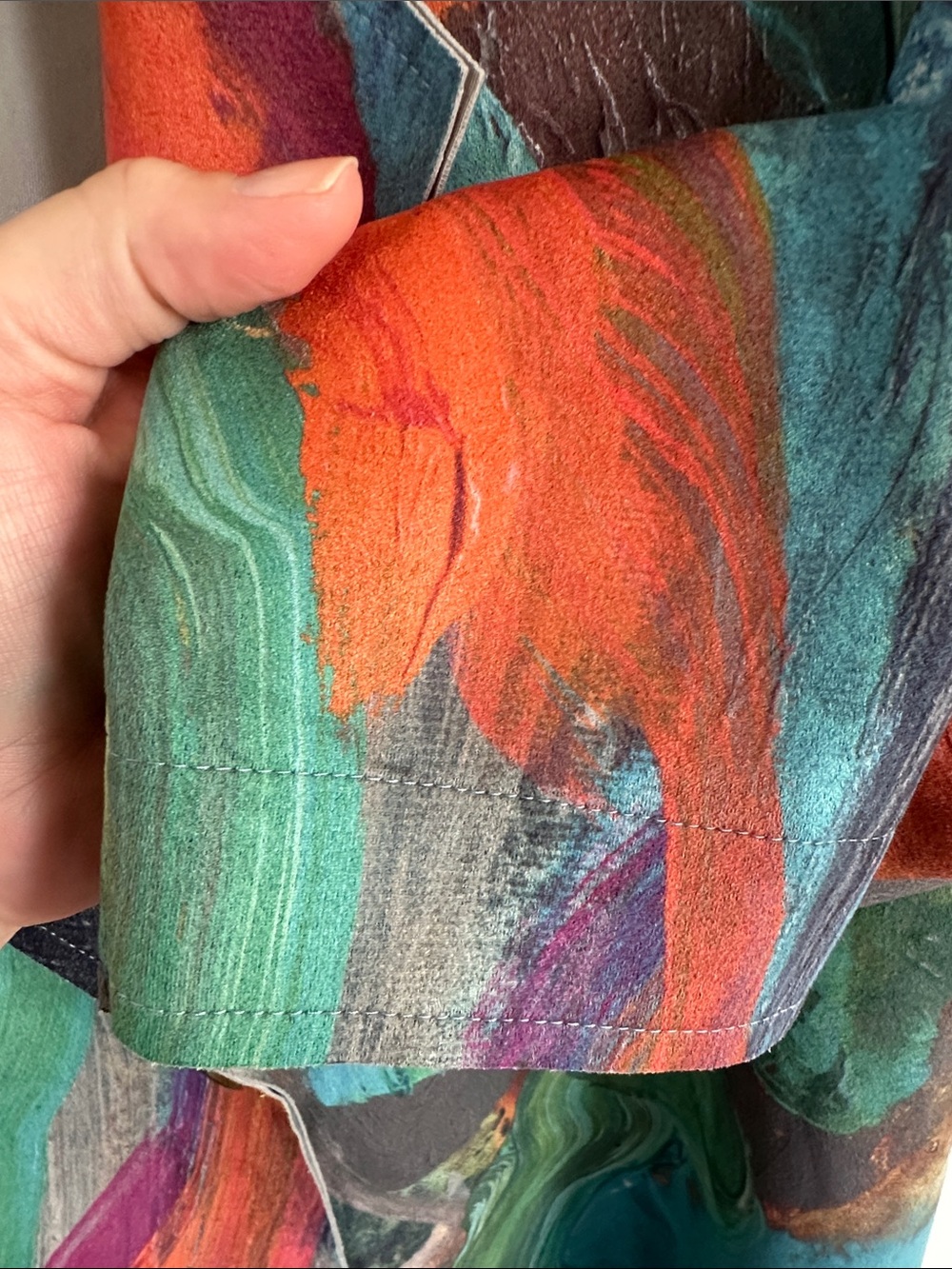 Colorwash Abstract Blazer Jacket - Claire Desjardins- Teal, Green & Coral - Picture 8 of 16